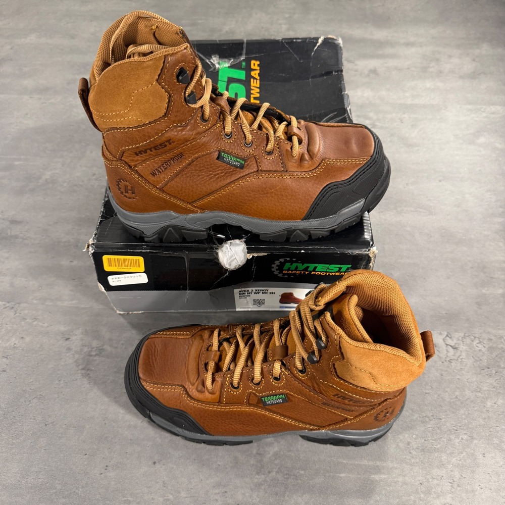 Hytest Work Boots Mens 6 Women 8 Apex 2 Xergy Brown Waterproof Nano Toe Metguard